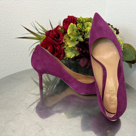 RALPH LAUREN FUCSHIA SUEDE PUMPS - Picture 7 of 7